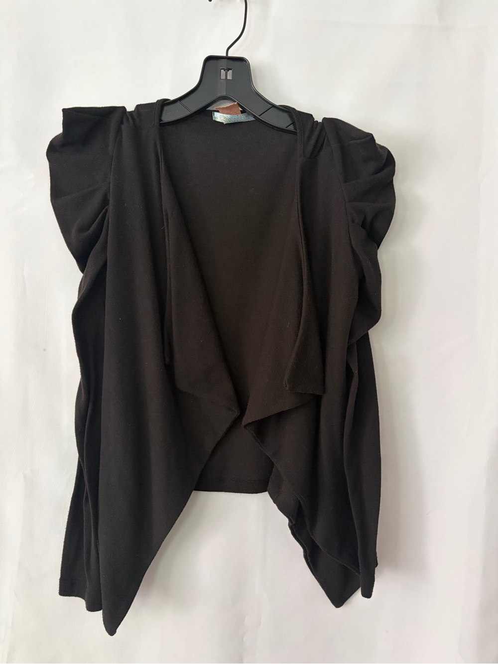 Vintage Black Draped Open-Front Women's Cardigan